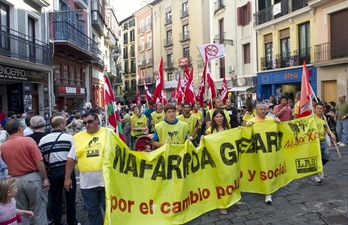 LAB ha finalizado hoy en Iruñea la marcha que inició el lunes. (Idoia ZABALETA/ARGAZKI PRESS)