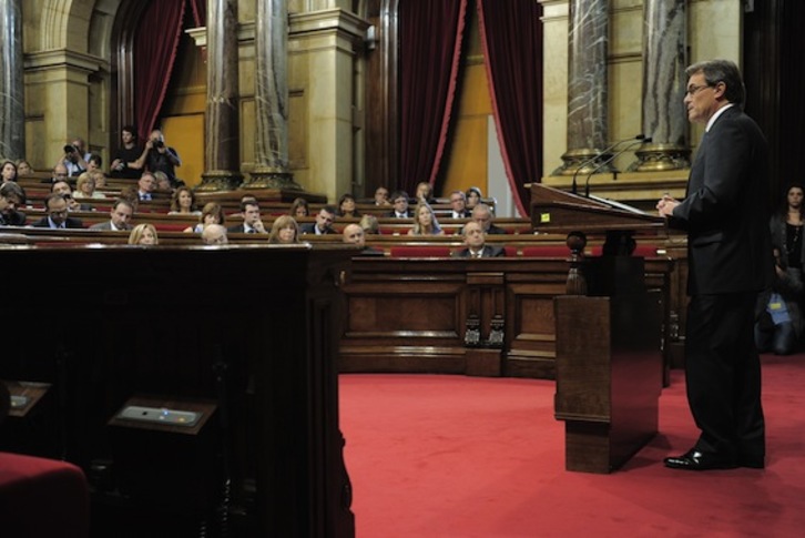 El president, Artur Mas, durante el debate de política general en el Parlament (Josep LAGO/AFP PHOTO)