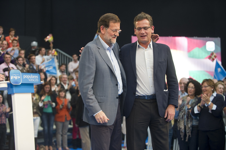 Basagoiti participó el sábado en un mitin de campaña con Rajoy. (Juanan RUIZ / ARGAZKI PRESS)
