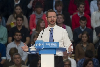 Javier Maroto, durante un acto de precampaña en Gasteiz. (Juanan RUIZ/ARGAZKI PRESS)