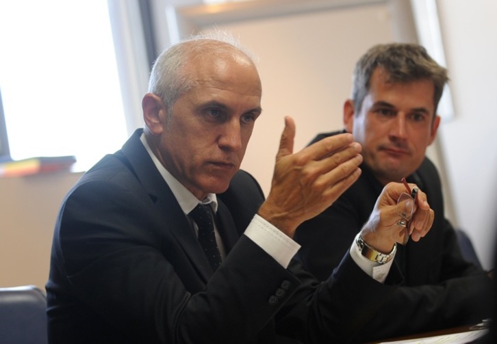 André Garreta, presidente de la CCI, el 2 de octubre en una conferencia de prensa sobre las grandes superficies. (Gaizka IROZ)