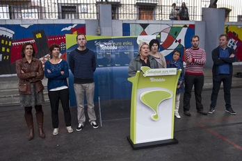 Gasteizen egin ditu adierazpenak EH Bildutik Arabako zerrendaburua den Belen Arrondok. (Juanan RUIZ/ARGAZKI PRESS) 