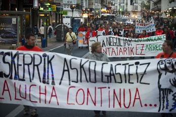 Los trabajadores de Laminaciones Arregui se han manifestado en Gasteiz contra el ERE. (Juanan RUIZ/ARGAZKI PRESS) 