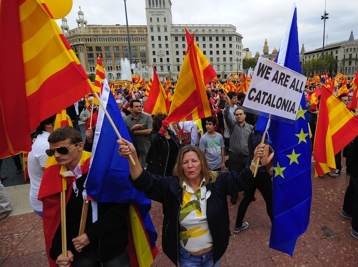 Concentración convocada por ‘España y Catalunya’ en Barcelona. Lluis GENE / AFP