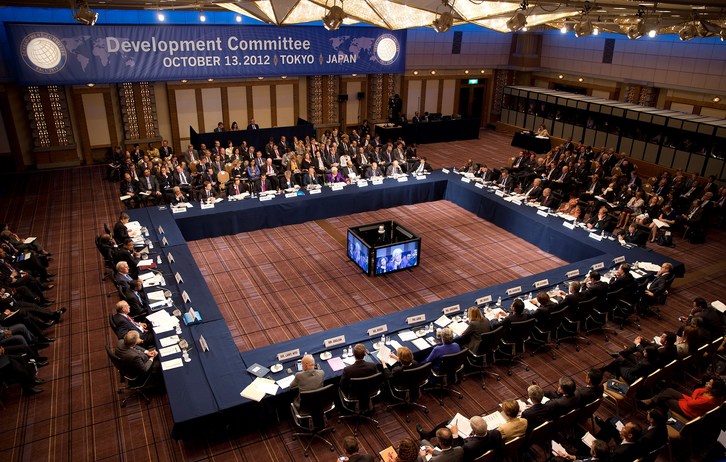 Reunión celebrada en Tokyo para valorar la situación económica internacional. (Stephen JAFFE / AFP)