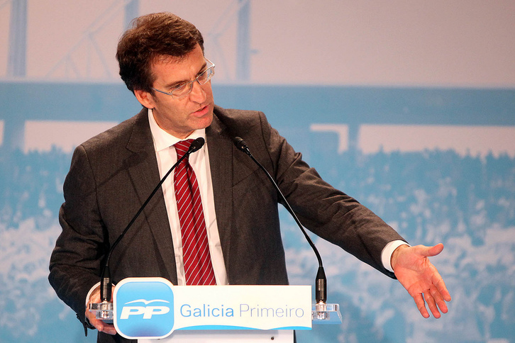 Alberto Núñez Feijóo durante un mitin de campaña. SERMOSGALIZA.com