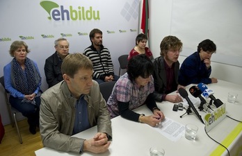 Rueda de prensa de representantes de EH Bildu. (Jagoba MANTEROLA/ARGAZKI PRESS)