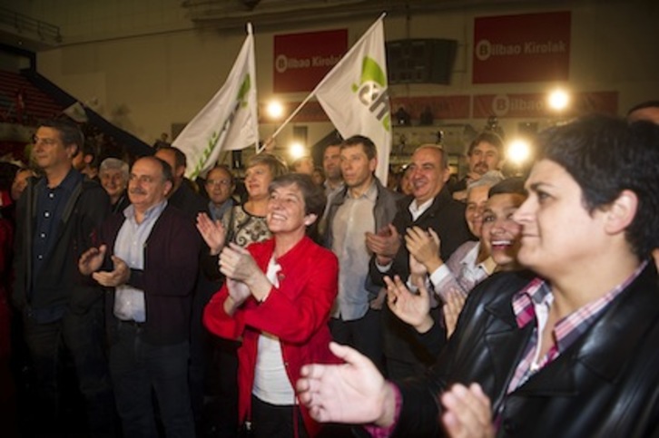 EH Bilduk La Casillan jarraitu du hauteskunde gaua. (Luis JAUREGIALTZO/ARGAZKI PRESS)