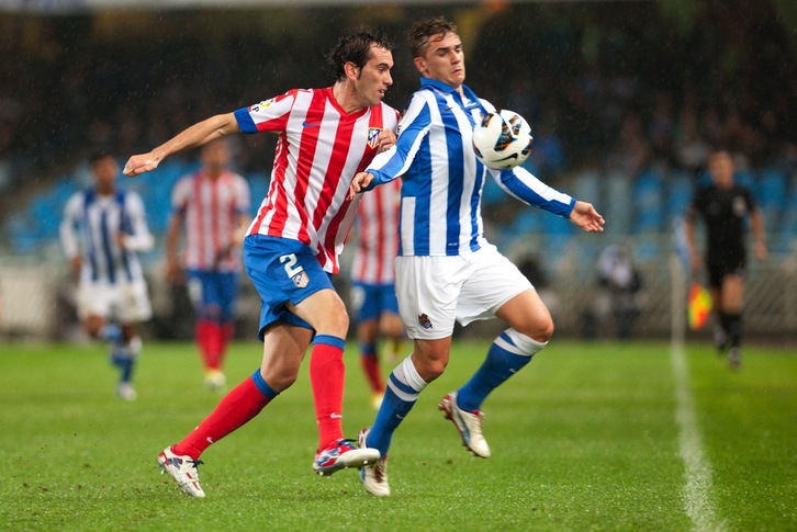 Partida parekatua izan da eta azken orduko gol batek eragin du hiru puntuak Madrilera alde egitea. (Gari GARAIALDE/ARGAZKI PRESS)