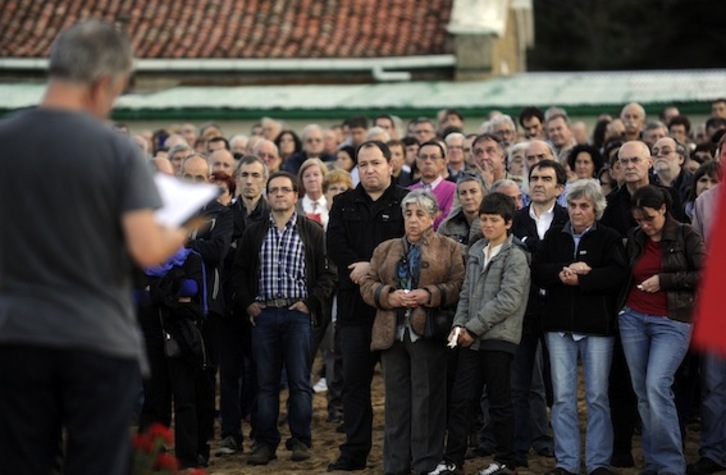 Intervención de Edorta Jiménez durante el acto de despedida a Txomin Ziluaga. (Marisol RAMIREZ/ARGAZKI PRESS)