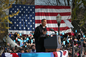 Obama durante un mitin electoral en Washington. (Chip SOMODEVILLA / AFP)