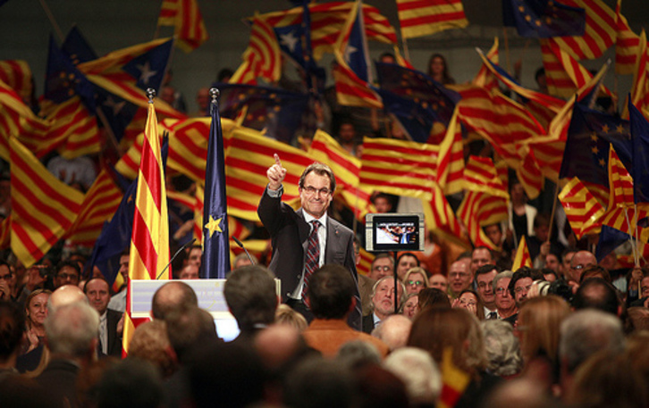 El president del Govern y candidato a la reelección por CiU, Artur Mas, durante el acto de inicio de campaña. (Fotografía cedida por CONVERGÈNCIA I UNIÓ)