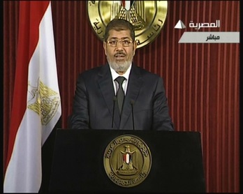 El presidente egipcio durante su discurso al país egipcio. (AFP)
