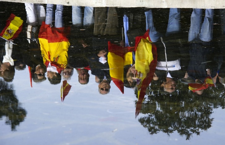 Acto organizado por DENAES ayer en la Plaza Colón de Madrid. (Dominique FAGET / AFP)