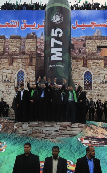 Imagen del luhar donde el líder político de Hamas ha ofrecido su discurso. (Mahmud HAMS/AFP)