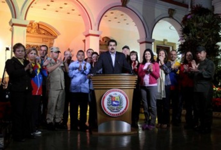 Maduro ha informado la pasada madrugada desde el Palacio Miraflores sobre el estado de salud de Chávez. (AFP)