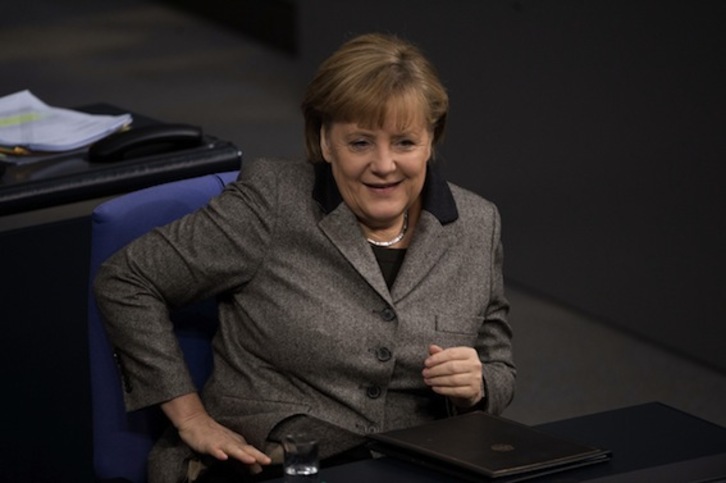 La canciller alemana, Angela Merkel, durante su comparecencia en el Bundestag. (Johannes EISELE/AFP)