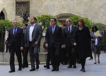 Junqueras y Mas han cerrado el acuerdo global para los próximos años. (Josep LAGO/AFP)