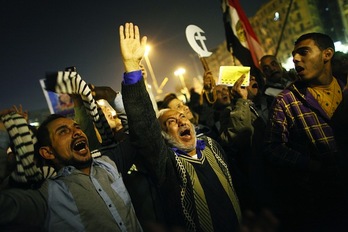 Manifestación en El Cairo contra en rechazo al referéndum constitucional. (Mahmoud KHALED/AFP PHOTO)