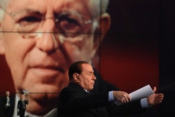 Berlusconi, el pasado martes, en un programa televisivo. (Filippo MONTEFORTE/AFP)