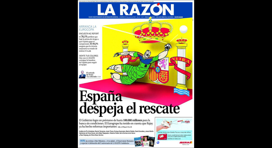 Portada de ‘La Razón’ tras el rescate financiero a la banca española.