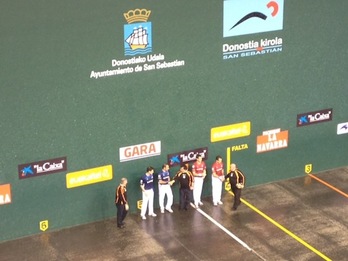 Titin III-Merino II eta Xala-Barriola bikoteak, neurketaren hasieran. (Iñigo BALDA)