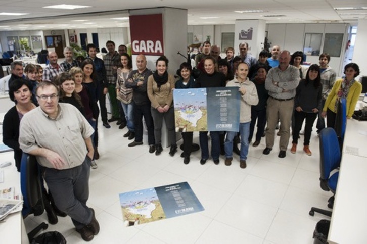 GARA eta NAIZeko langileek euren atxikimendua eman zioten Herrirak larunbat honetarako deitu duen manifestazioari. (Gari GARAIALDE/ARGAZKI PRESS)