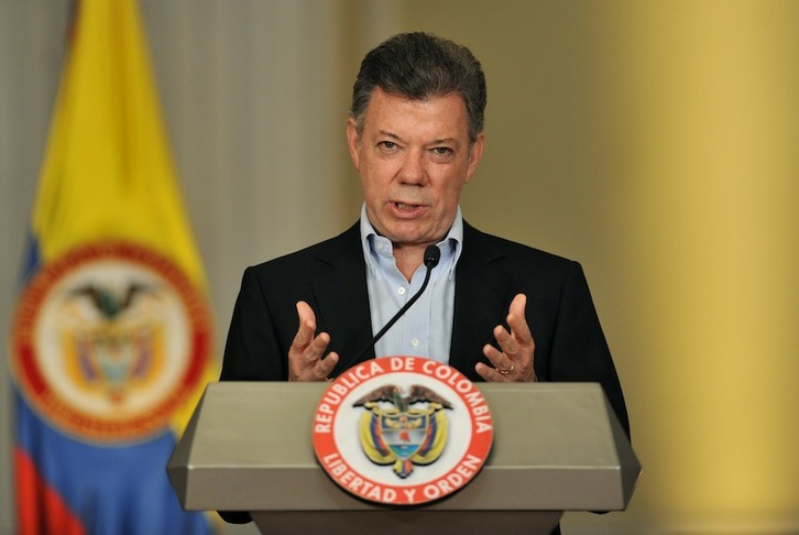 Juan Manuel Santos, en una imagen de archivo tomada en Bogotá. (Guillermo LEGARIA/AFP)