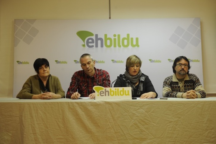 Begoña Vesga, Joseba Permach, Ikerne Badiola y Ernesto Merino, durante la comparecencia de prensa. (Jon URBE/ARGAZKI PRESS)