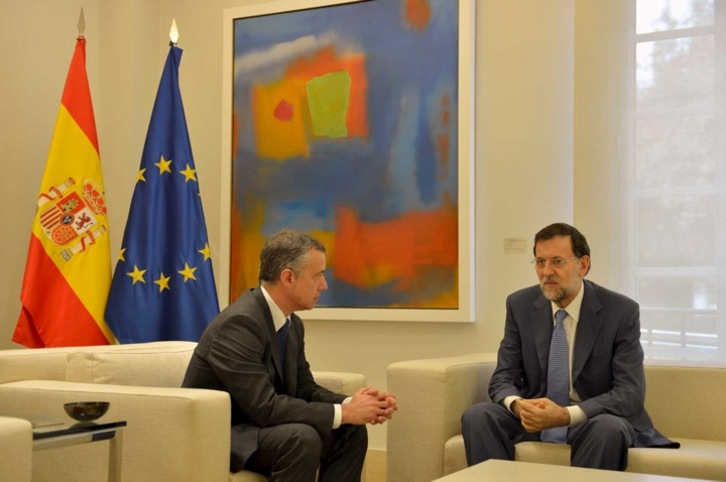 Urkullu y Rajoy, en un encuentro que ambos líderes mantuvieron en Madrid. (MONCLOA)