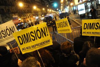 Las protestas se han sucedido en los ultimos días ante la sede del PP en Madrid. (Eduardo DIEGUEZ / AFP)