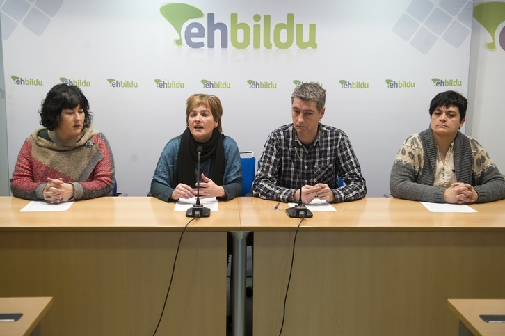 Imagen de la rueda de prensa de EH Bildu. (Juanan RUIZ/ARGAZKI PRESS)
