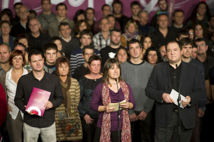 Hasier Arraiz, Maribi Ugarteburu y Pernando Barrena, el pasado mes de octubre. (Idoia ZABALETA/ARGAZKI PRESS)