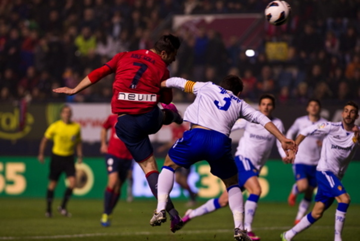 Osasuna eta Zaragozaren arteko partidaren une bat. (ARGAZKI PRESS)