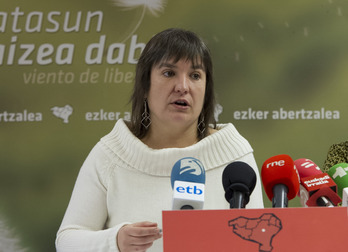 La portavoz de la izuqierda abertzale Maribi Ugarteburu (Grka RUBIO / ARGAZKI PRESS)