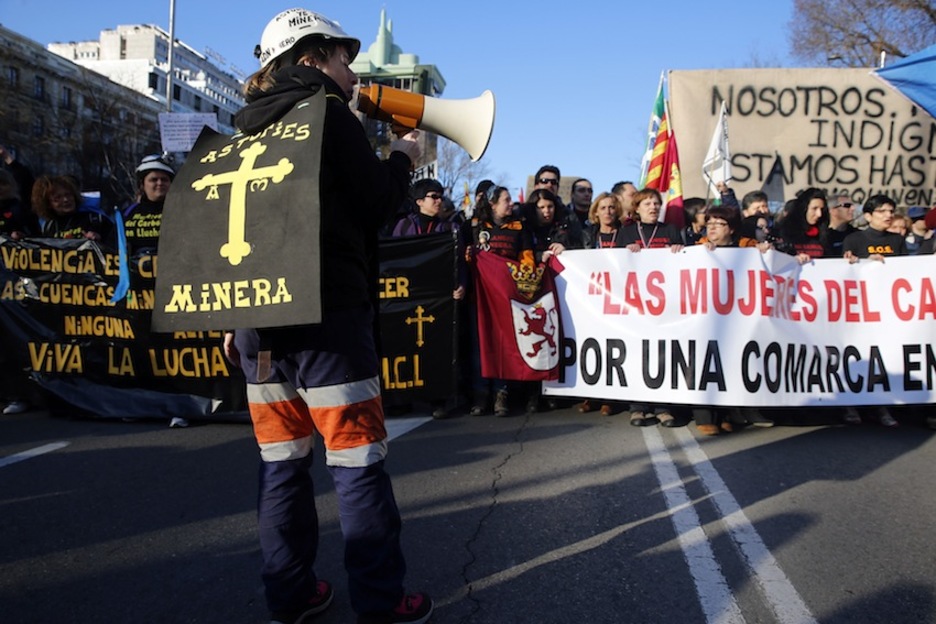 Una minera asturiana, durante la protesta. (Cesar MANSO/AFP)