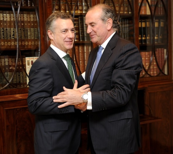 El presidente de Confebask, Miguel Ángel Lujua, en su encuentro ayer con Urkullu. (Juanan RUIZ/ARGAZKI PRESS)