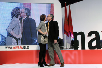 Sanz y Barcina en el día del partido que organizó UPN en 2010. (Iñigo URIZ / ARGAZKI PRESS)