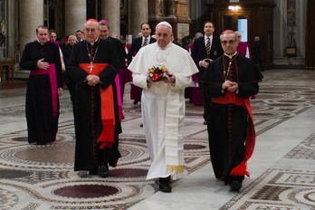 El papa Francisco, cuando ha acudido a rezar a la Basílica de Santa María la Mayor de Roma. (AFP PHOTO)