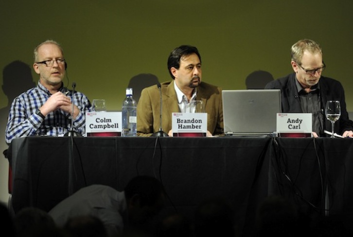 Campbell, Hamber y Carl, durante la última mesa redonda del Foro. (Marisol RAMIREZ/ARGAZKI PRESS)