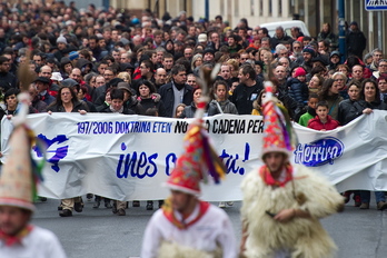 Unas 1.500 personas se han manifestado en Tafalla por la libertad de Inés del Río. (Iñigo URIZ/ARGAZKI PRESS)