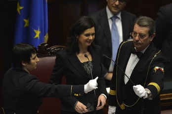 Laura Boldrini, tras ser designada presidenta de la Cámara de Diputados. (Andreas SOLARO/AFP PHOTO)