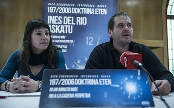 Nagore García y Fran Balda han comparecido en Iruñea. (Jagoba MANTEROLA/ARGAZKI PRESS)