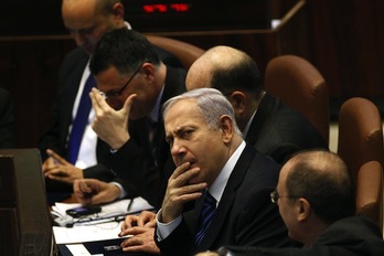 El primer ministro israelí, Benjamin Netanyahu, en el Parlamento. (Gali TIBBON/AFP PHOTO)