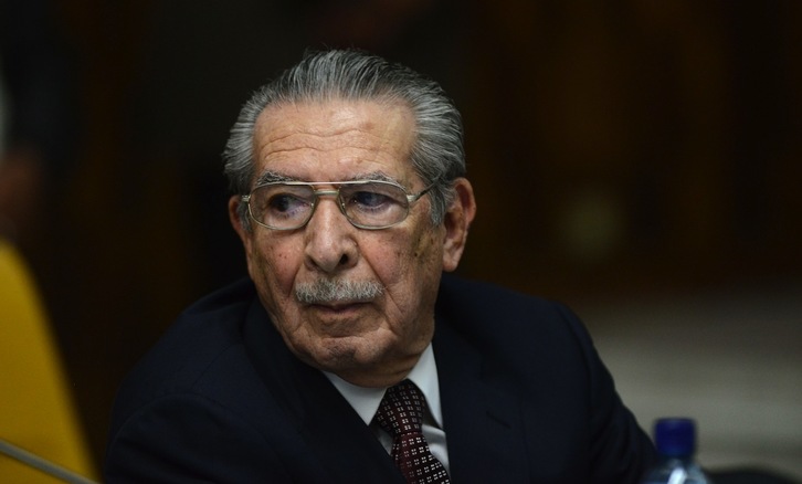Ríos Montt, de 86 años de edad, durante el juicio. (Johan ORDONEZ/AFP)