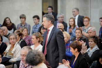 Iñigo Urkullu, en el acto celebrado en Gasteiz con motivo de los 100 días de su Ejecutivo. (Juanan RUIZ/ARGAZKI PRESS)