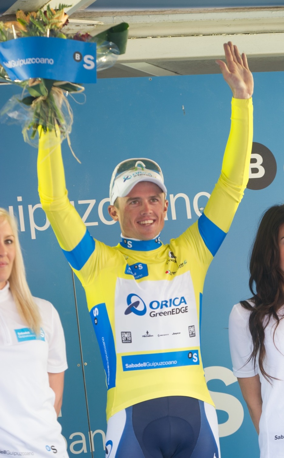 Gerrans, liderraren maillotarekin. (Andoni CANELLADA/ARGAZKI PRESS)