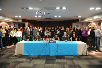 Herrira mugimenduak Bilbon eman duen prentsaurrekoaren argazkia. (ARGAZKI PRESS)