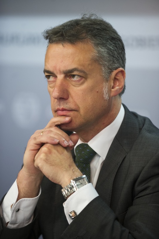 El lehendakari, Iñigo Urkullu, durante la comparecencia de prensa. (Juanan RUIZ/ARGAZKI PRESS)