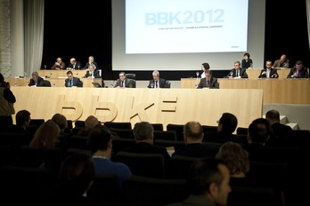 Asamblea de BBK celebrada esta tarde en su sede de Bilbo. (Jon HERNAEZ/ARGAZKI PRESS)